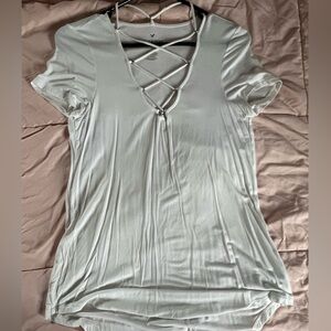 White Lace-Up Back Top